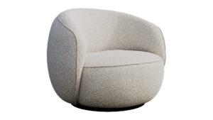 Photorealistic furniture visualization of a beige sofa seat with detailed fabric texture and surface realism, created by Nordic Render.