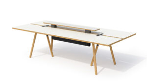 Photorealistic furniture visualization of a wooden table highlighting detailed wood grain, surface finish, and craftsmanship, created by Nordic Render.