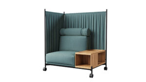 High-quality 3D visualization of a mobile furniture unit on wheels for office or hospital use, highlighting functional design and material detail, created by Nordic Render.