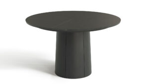 Photorealistic product CGI of a gray round table highlighting detailed surface texture and material finish, created by Nordic Render.