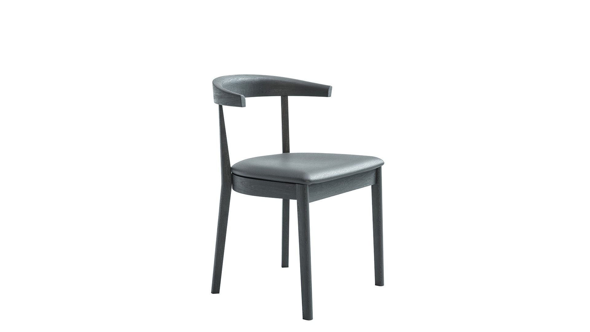 High-quality product CGI visualizing a black chair with realistic textures, surfaces, and precise detailing.