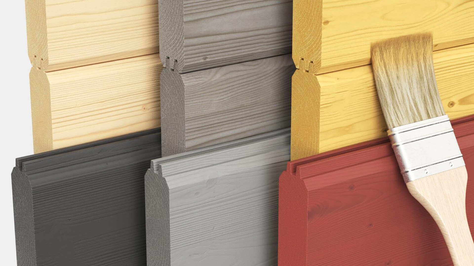 Photorealistic 3D visualization of wooden wall panels in three color variations, showcasing material quality, texture detail, and craftsmanship by Nordic Render.