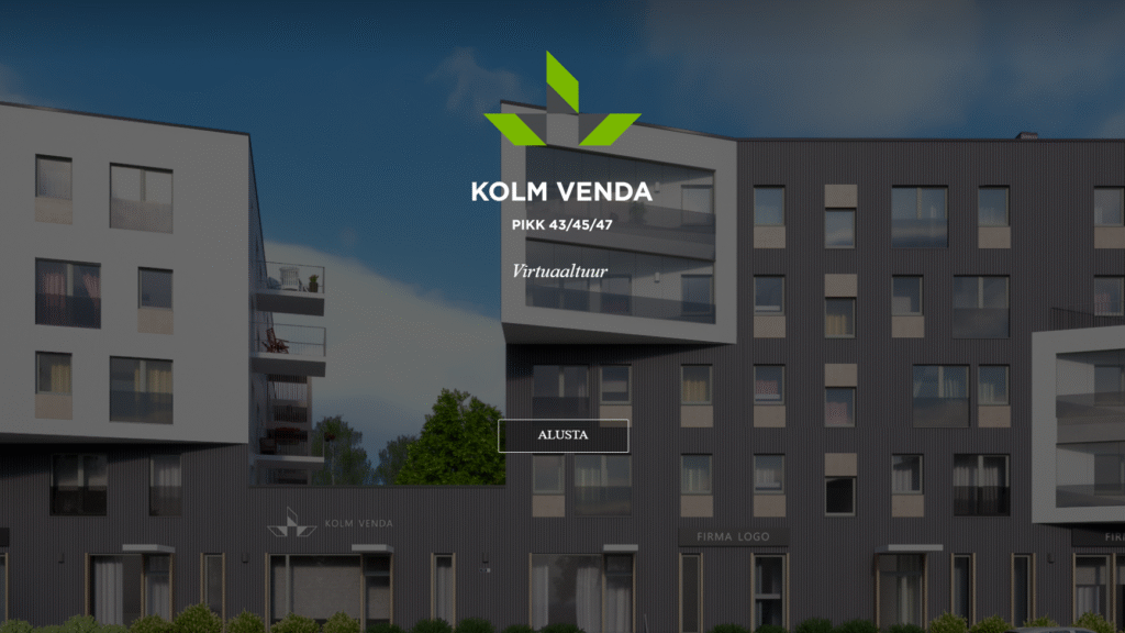 3D virtual tour screenshot of an apartment building, created by Nordic Render.